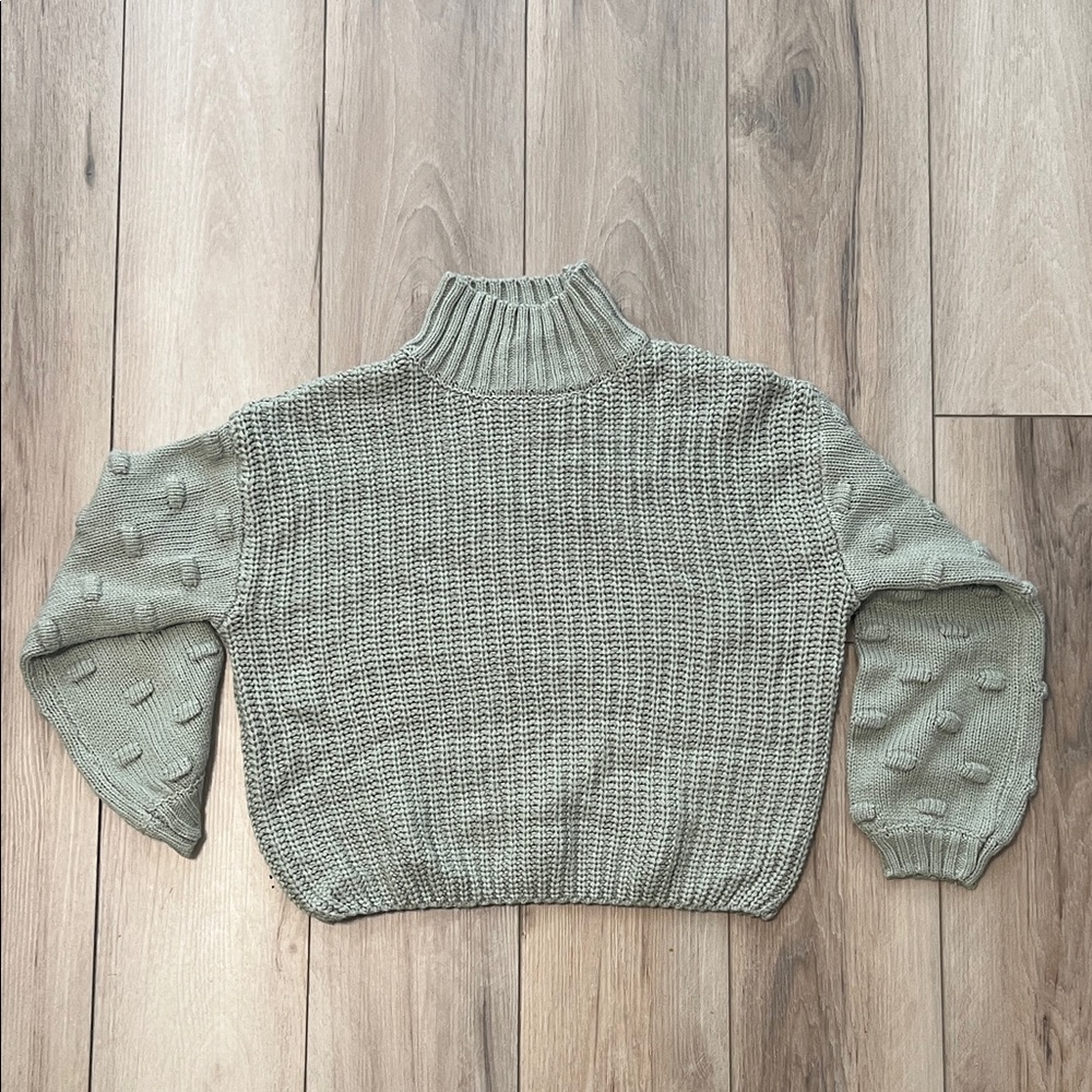 Jessica Simpson Textured Sage Turtleneck Sweater